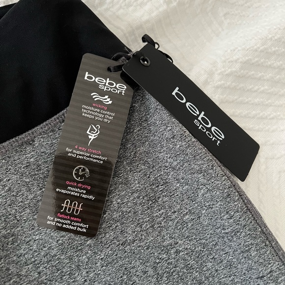 BEBE sport leggings grey and black brand NEW xs extra small women pants - Picture 5 of 7